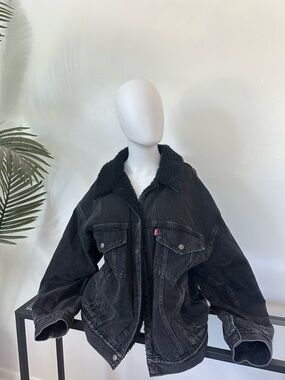 Signature by Levi Strauss Black Sherpa Collar Denim Jacket